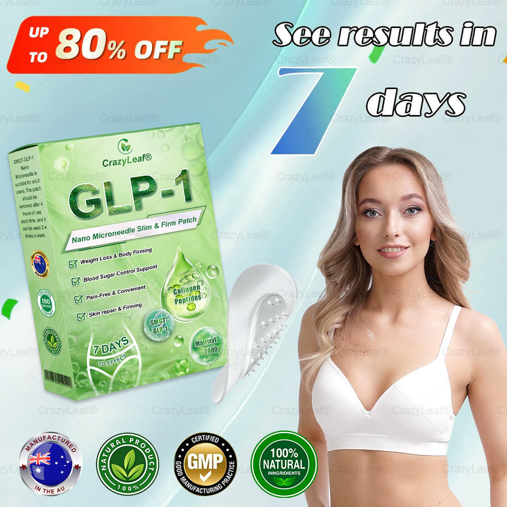 đAU Clinically Proven|Official Store | CrazyLeafÂź SMGT-GLP-1 Nano Microneedle Patch with Collagen & Matrixyl 3000 äžšTargets Obesity, Loose Skin, High Blood Pressure, Diabetes, Fatty Liver, Joint Pain, Brain Fog, Low Energy, Body Aches, and More